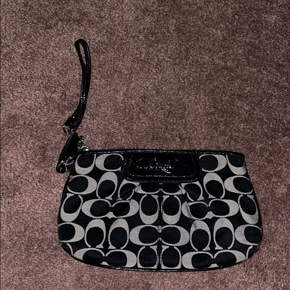 Black and Silver Coach Wristlet